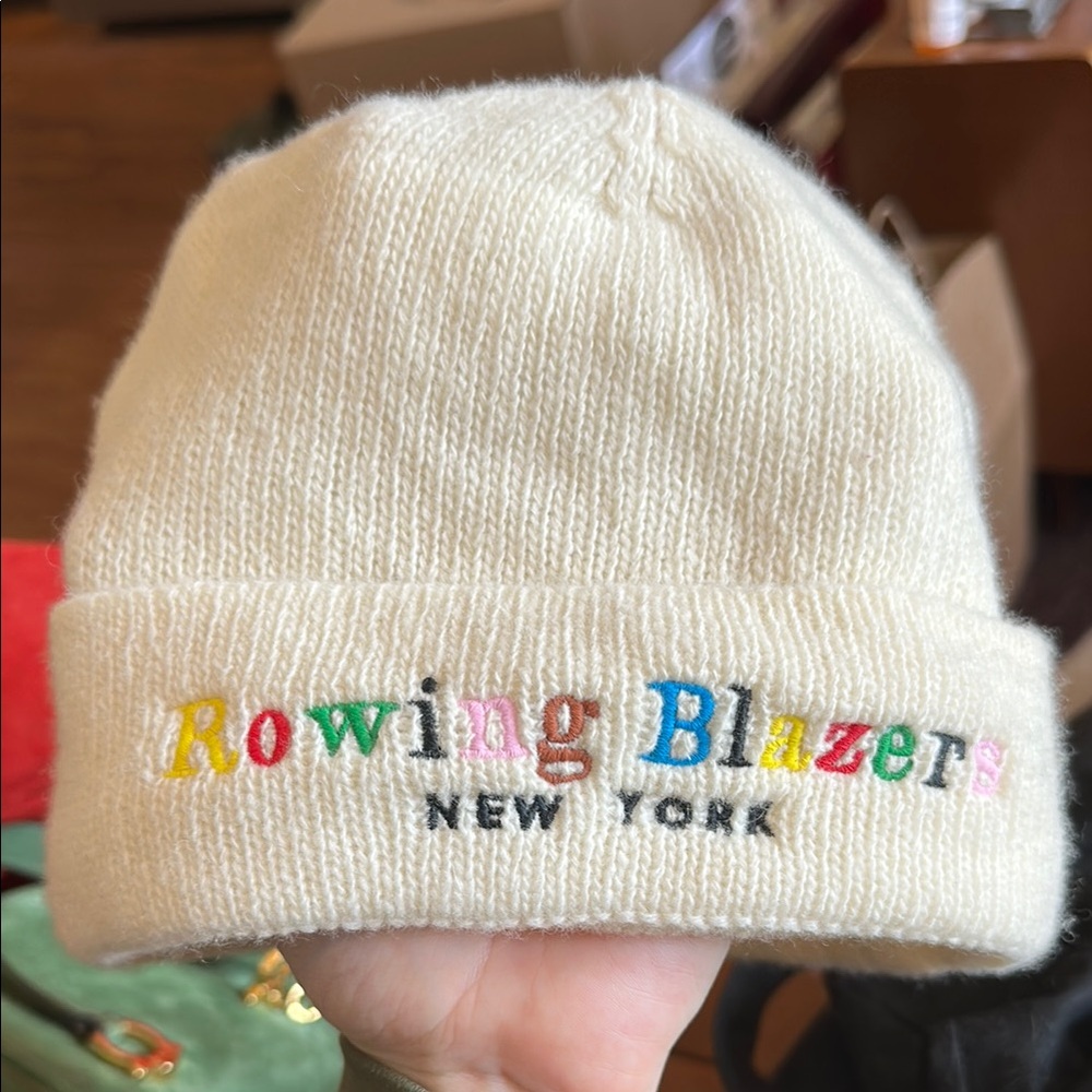 Rowing Blazers Cream Wool Beanie